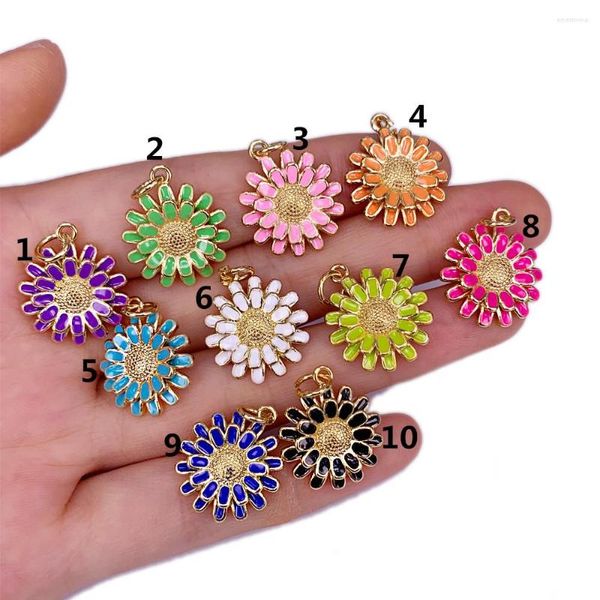 Collares colgantes verano colorido girasol Margarita collar moda esmalte dorado dulce lindo accesorios joyería fina para mujer