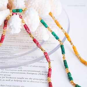 Pendentif colliers été multicolore perlé à la main en acier inoxydable Kpop collier pour femmes chaîne cadeau petite amie coréen bijoux