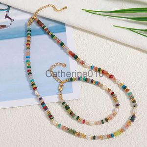 Colliers pendants Été Nouveau couleur mélangée mixte Bohemian Collier Niche Design Colorful Bracelet en acier inoxydable Collier Fashion Gift fait à la main J230817