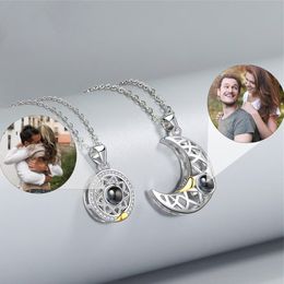 Pendentif Colliers Soleil Lune Projection Couple Collier Femme Homme Accessoires Bijoux Femme Clavicule Chaîne Pendentif Personnalisé Po Colliers 230804