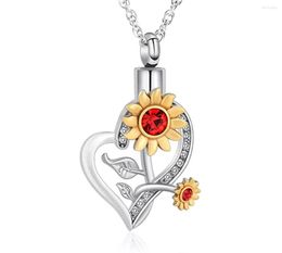 Pendentif Colliers Urne de tournesol Collier de couleur d'or pour femmes fille bijoux cadeau mémorial humain / animal de compagnie crémation cendres souvenir spécial