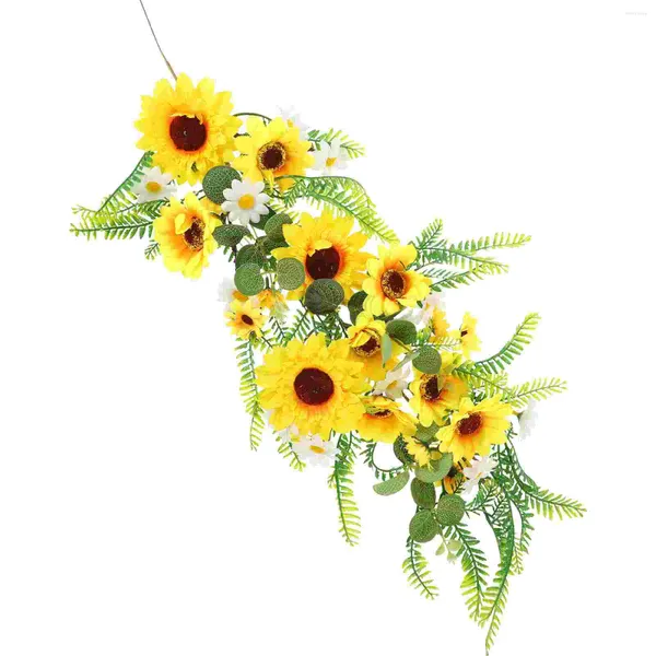 Collares colgantes Girasol Colgante de pared Flores artificiales simuladas para centros de mesa Vides falsas al aire libre