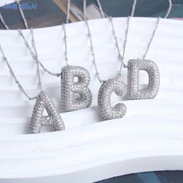 Pendentif Colliers Sunsll Ballon Cubique Zircon A-Z 26 Lettres Argent Couleur Tendance Alphabet Chaîne Bijoux De Fête Pour Femmes Hommes