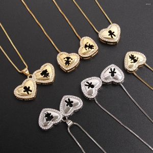 Colliers pendents Sunsll Hollow Heart Shape Kids Collier Simple Gold / Silver Color CZ Zircon Chain Chain de charme pour femmes