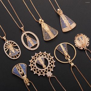 Hanger Kettingen SUNSLL Vrouwen Holle Maagd Maria Ketting Kubieke Zirkoon Goud Kleur Sieraden Geometrische Religieuze Choker Voor Banket Feest