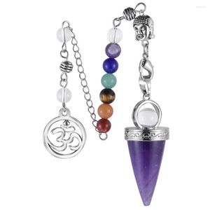 Pendentif Colliers SUNYIK Pierre Précieuse En Forme De Cône Pendule Pour La Divination Radiesthésie Reiki Tête De Bouddha Amulette Cristal De Guérison 7 Chakra