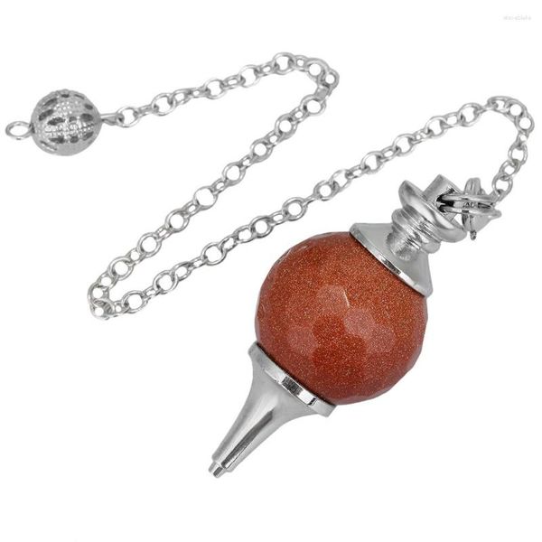 Collares colgantes Bola de arena dorada SUNYIK CONE REIKI PENDULUM con cadena Unisex Jewelry