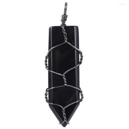 COLLAR COLGANTE SUNYIK hecho a mano punta de cristal en forma de espada ajuste collar curación Reiki energía gema joyería de piedra para Mujeres Hombres