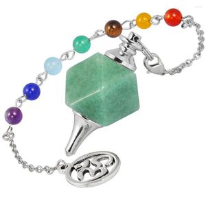 Pendentif Colliers SUNYIK Naturel Vert Aventurine Pierre À Facettes 7 Chakra Reiki Guérison Perlé Radiesthésie Divination Cristal Point Pendule