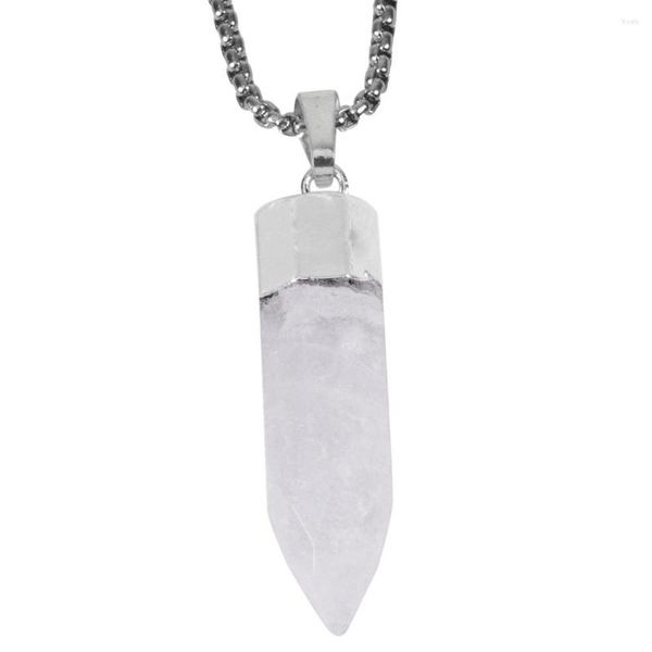 Collares pendientes SUNYIK Cuarzo blanco natural Punto de cristal transparente para collar (Cadena libre)