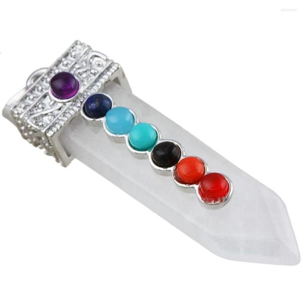 Collares pendientes SUNYIK Rock Quartz 7 Chakra Crystal Point para collar Sword Of Life