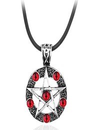Colliers pendentifs série surnaturelle collier Penram avec chaîne de corde Dean Winchester Star argent plaqué cristal rouge bijoux 3555069