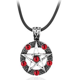 Hangende kettingen bovennatuurlijke serie Penram ketting met touwketen Dean Winchester -ster Silver Plated Red Crystal Jewelry5739399