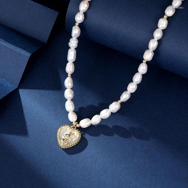 Colliers pendentifs SUYU Design collier de collier de style de luxe polyvalent et léger collier de perles simulées d'amour
