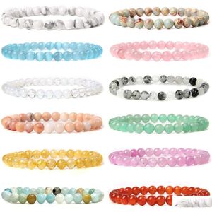 Pendentif Colliers Svovin 12pcs Gemstone 6mm Semi-précieux Bracelet de perles rondes Ensemble pour femmes Hommes Guérison Crystal Stretch Energy Sto Dhrlj