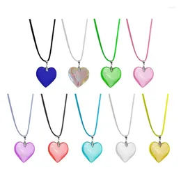 Colliers pendants Sweet Cool Heart Clavicule Chaîne Lacet Up Ribbon Choker Bijoux Femelle
