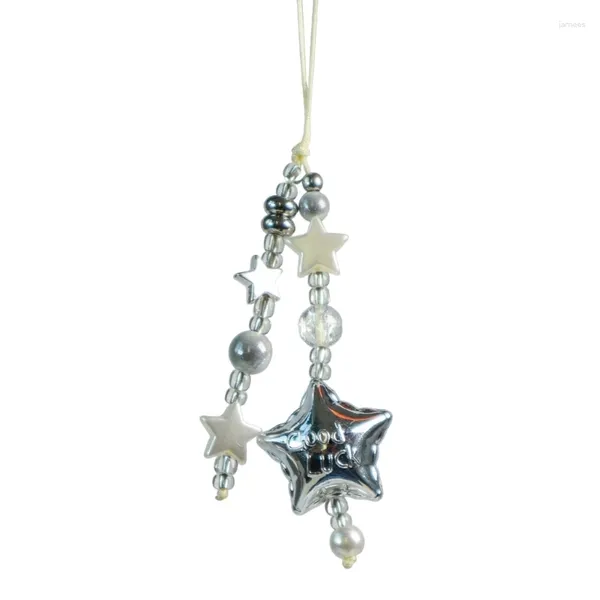 Pendentif Colliers Sweet Cool Star Perlé Porte-clés Téléphone Charme Y2K Voiture Porte-clés Sac À Main Décorations Écouteur Chaîne Pour Femmes Filles