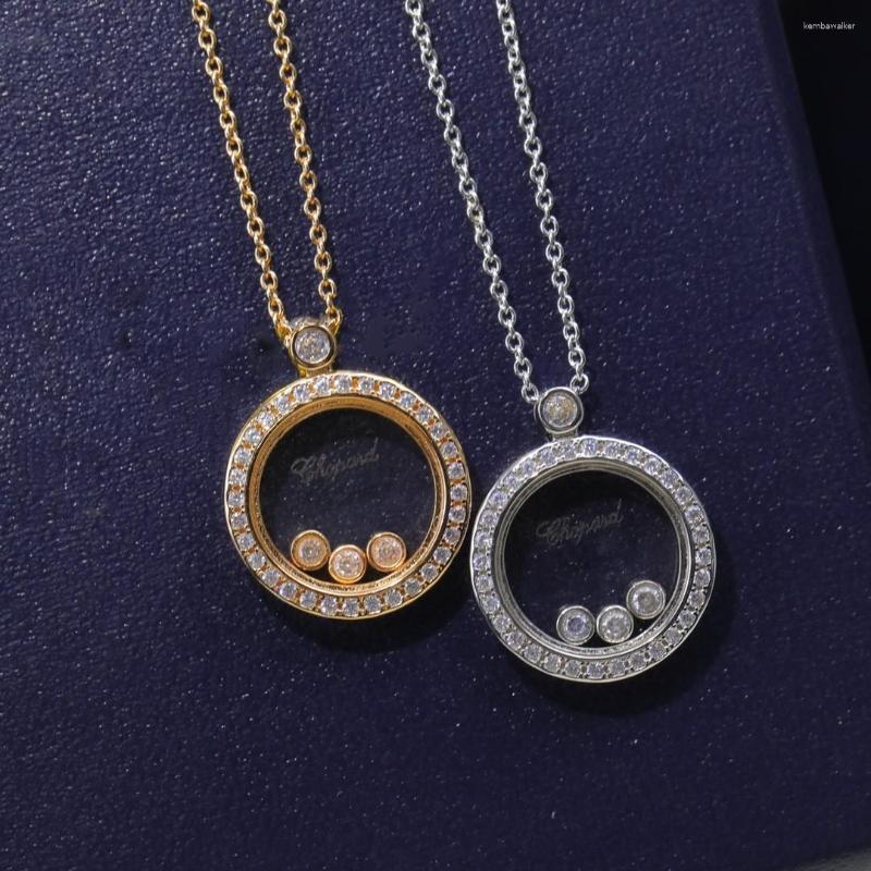 Pendant Necklaces Sweet Fashionable High-quality Jewelry Three Diamonds Circular Necklace Minimalist Suitable For Women Luxurious Gifts
