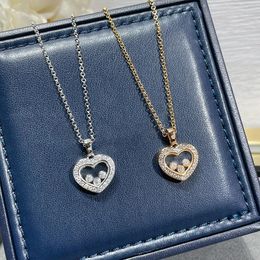 Pendentif colliers doux romantique 925 en argent sterling trois diamants collier coeur rotatif pour les femmes simple mode marque de luxe bijoux cadeau 231214