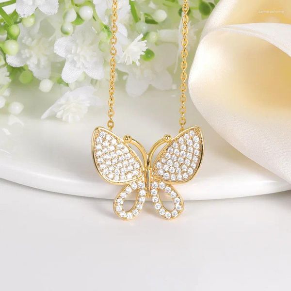 Pendentif Colliers Doux Romantique Style Charme Tempérament Design Zircon Papillon Filles Collier Simple Mode Insecte Clavicule Chaîne