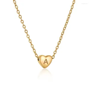 Pendentif Colliers Doux Style Romantique Mode Collier En Acier Inoxydable Coeur Anglais Lettres Charme Tempérament Filles Clavicule Chaîne