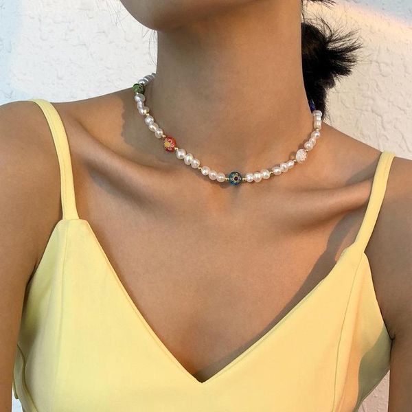 Pendentif colliers Sweety bonbons amour étoile fleur résine perle collier pour femmes 2023 perles collier ras du cou Bijoux Femme Bijoux