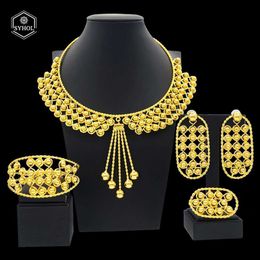 Colliers pendants Syhol Ladies Bijoux Set 24k Gold plaqué Robe Original Collier de luxe Boucles d'oreilles Banquet de mariage Dubaï Bijoux en or 240419