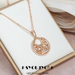 Colliers pendants Syoujyo Collier de zircon naturel vert brillant pour femmes bijoux fine 585 Gold rose couleur accessoires de luxe Cadeau