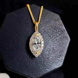 Pendentifs de collier Szjinao 5*10mm 1ct Marquise collier pour femmes certificat or jaune pendentif de luxe bijoux de mariage de haute qualité 231013