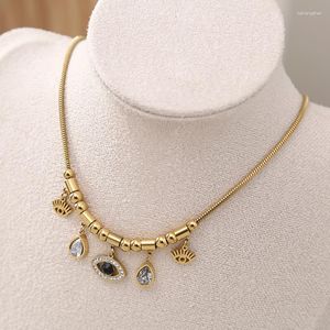 Hanger Kettingen SZN 316L Rvs Eye Shape Wimper Water Drop Crystal Zirkoon Ketting Voor Vrouwen Meisjes Mode-sieraden Party gift