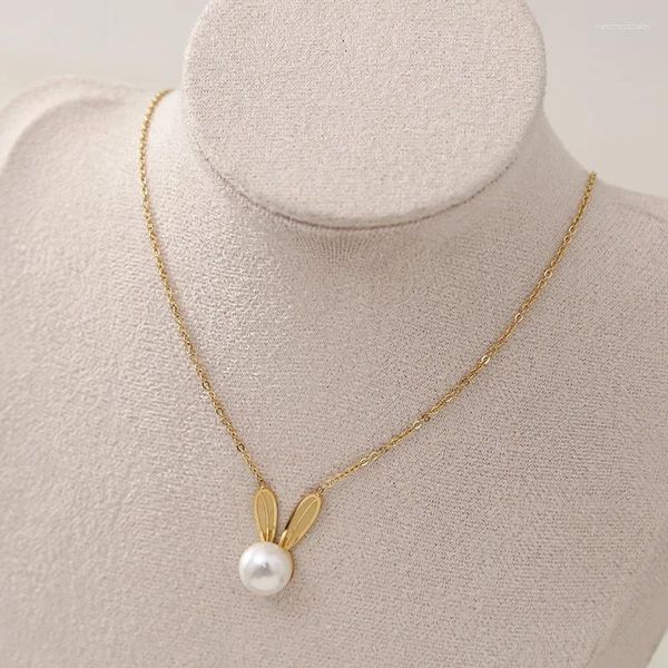 Collares colgantes SZN 316L Collar de perlas de acero inoxidable para mujeres Chica Moda Cadena de cuello Joyería Regalos de fiesta