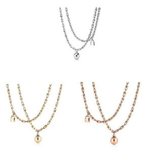 Colliers pendants t Famille 925 Silver Double couche Chaîne Horseshoe Boule Roule Poulain étoile Collier de style Sme Small and Luxury Q240507