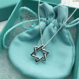 Pendentif Colliers T Collier Famille S925 Sterling Argent Femmes Lisse Six Branches Étoile Hexagonale Évidée Mode Lumière Lu 0ojh 921n 921N