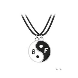 Hangertjes kettingen Tai Chi Stel Voor Dames Mannen Vriend Yin Yang Gepaarde hangers Bedels Gevlochten ketting Armband ketting 1 set Drop Delivery Je