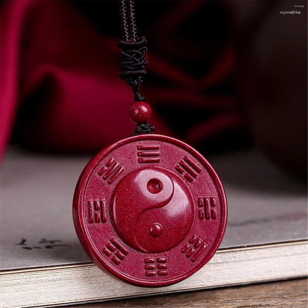 Pendentif Colliers Tai Chi Diagramme Pour Hommes Et Femmes Yin Yang Taoïste Feng Shui Amulettes Collier Style Traditionnel Chinois Cinabre Bijoux