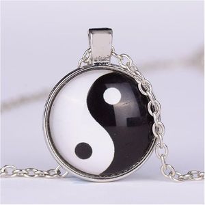 Collares pendientes Tai Chi Tiempo Piedra preciosa Gossip Gráfico Collar Yin Yang Sier Bronce Cabujón de cristal Mujeres Hombres Joyería de moda Gota Del Dhxsq