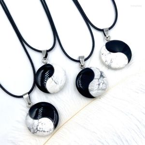 Pendentif Colliers Tai Chi Yin Yang Collier En Pierre Naturelle Pour Femme Hommes Noir Blanc Reiki Guérison Énergie Amulette Charmes Bijoux