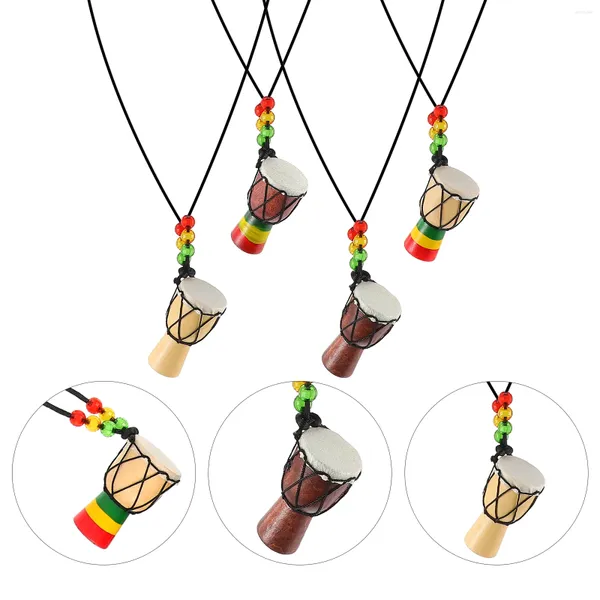 Collares pendientes Pandereta Tambor africano Decoración Colgantes Cadena para el cuello Collar simple Mini diseño Recuerdos de viaje