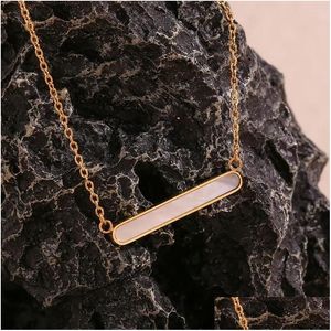 Hangertjeskettingen Bezoedelen Hypoallergeen 18K Vergulde Sieraden 316L Roestvrij Stalen Decoratie Lange Strip Schelpketting Drop Deliv Dh8Ed