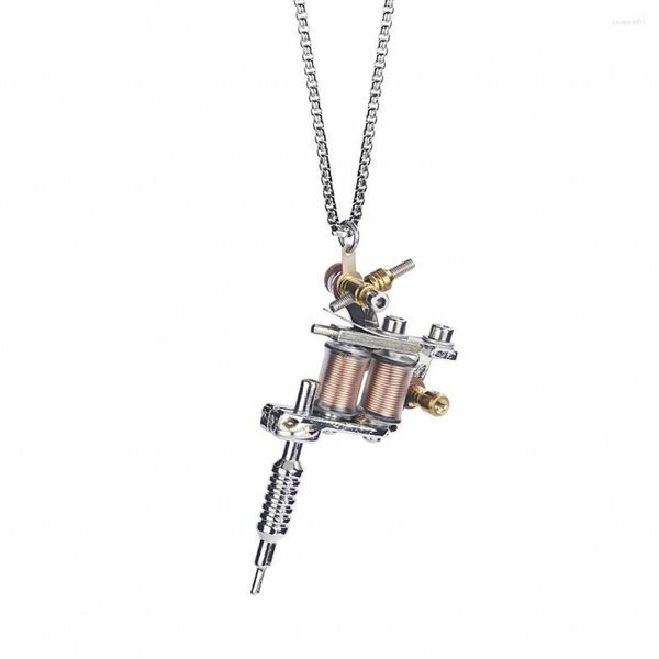 Pendentif Colliers Tattoo Gun Star MiniTattoo Machine Bijoux Cadeau Avec Chaîne