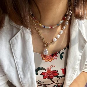 Pendentif Colliers TAUAM 2023 Coloré Transparent Acrylique Perle Ronde Fleurs Collier Pour Femmes Homme Vacances Couple Bijoux