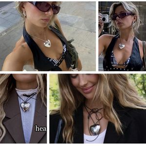 Collares pendientes TAUAM Goth cuero negro trenza cera cordón collar de cadena corta para mujeres Simple amor corazón gargantilla joyería de Halloween