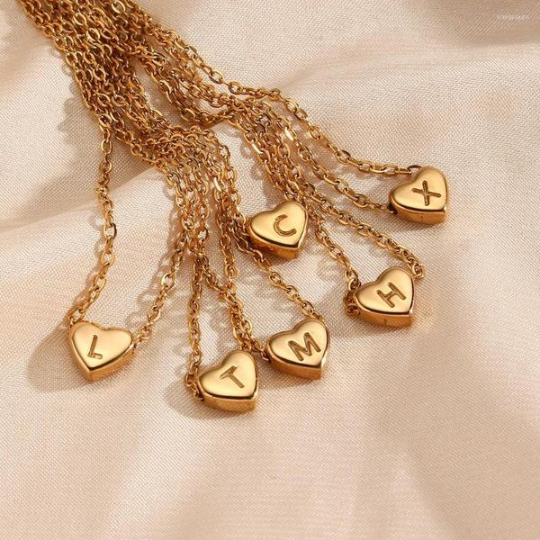 Collares pendientes Tauam minimalista pequeño amor inicial collar joyería acero inoxidable 18k chapado en oro Mini forma de corazón letra