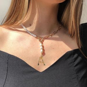 Colliers pendentifs Collier de perles TAUAM A B C D E F G H I J K L M N O P Q R S T U V W X Y Z Lettre initiale anglaise en bambou pour femme