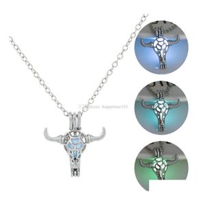 Hangende kettingen Tauren Luminous kettingen holle medaillet ketting kerst valentijnsdag cadeau antieke censuer sieraden kooi hangend dhsqo