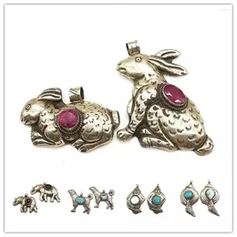 Collares colgantes tbp690 joyas hechas a mano finas figuras animales colección elefante oveja pájaro pescado grandes colgantes cobre incrustados semipreciosos