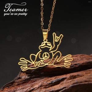 Hanger kettingen teambladen teamer liefde vredessymbool ketting roestvrij staal heup rock kikker vredige ketting voor mannen vrouwen punk sieraden