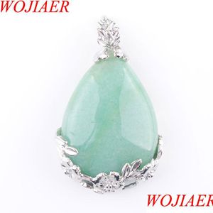 Pendentif Colliers Larme Goutte D'eau Amour Naturel Vert Aventurine Gem Pierre Pendentif Collier Reiki Perle Femmes Bijoux N3467 De Lulubaby Dhjtt