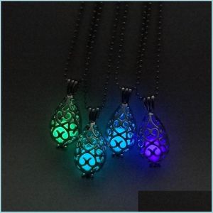 Hangende kettingen traan open werk essentiële olie ketting diffuser groothandel per aromatherapie sieraden diffusers metaal vulkanisch 254 d dhyna