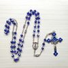 Colliers pendants adolescents gar￧ons filles confirmation Communon Rosaire Collier Collier pr￪tre Jewelry Prayer Blue Crystal Beads Chain Crucifix Cross